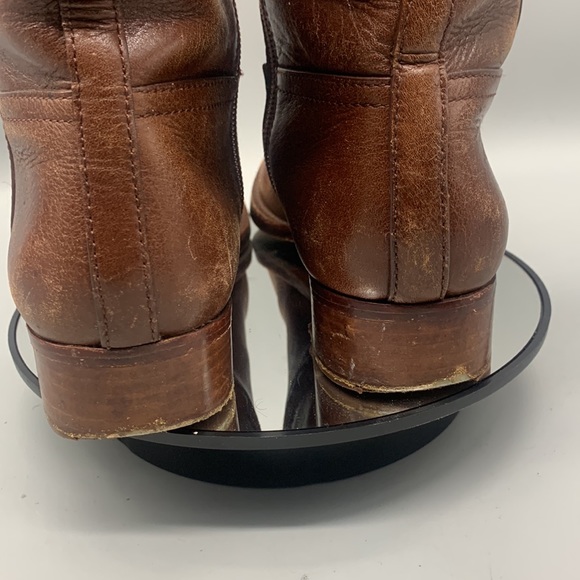 Tory Burch Kiernan Brown Leather Gold Hardware Logo Riding Boots Size 5M - Picture 6 of 8